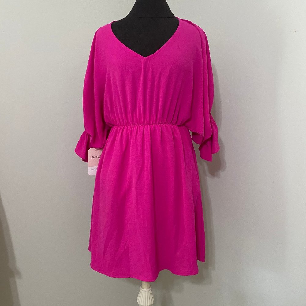 NWT Hot Pink Statement Sleeve Dress